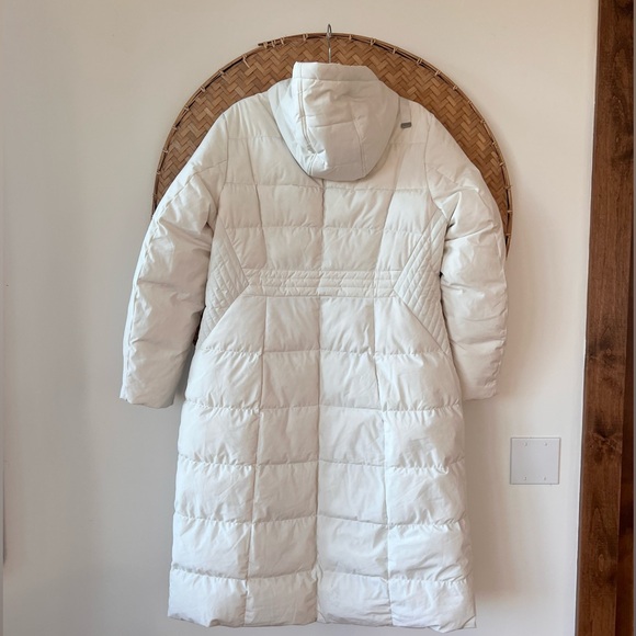 LANDS’ END WHITE DOWN/FEATHER LONG WINTER SNOW COAT STYLISH APSEN EUC - Picture 9 of 13
